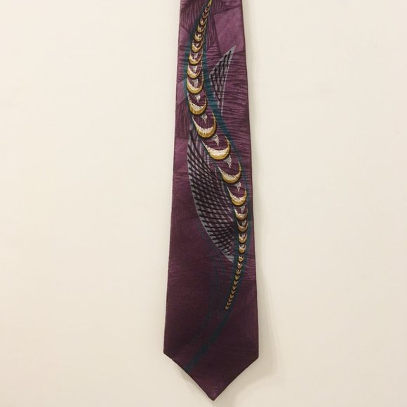 LT Designs Neck Tie 100% Silk Purple Gray Green - Picture 2 of 8